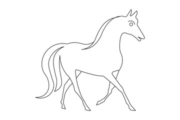 Horse continuous single line art and isolated outline vector illustration
