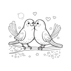 love bird isolated coloring page for kids and adult vector art line art illustration