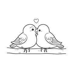 love bird isolated coloring page for kids and adult vector art line art illustration
