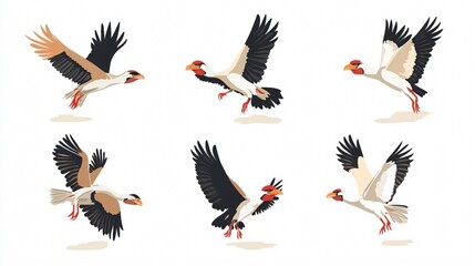 Obraz premium Majestic Birds in Flight: A Captivating Wildlife Illustration