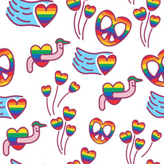 Obraz premium isolated seamless pattern lgbt and pride in vector. image for backdrops prints wallpaper wrapping textile