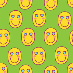 isolated seamless pattern with smiling face in vector. image for backdrops prints wallpaper wrapping textile