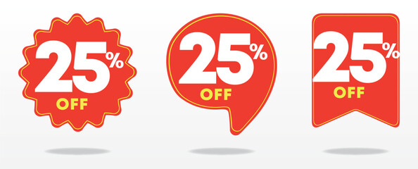25% off. Business, price, e-commerce, sale tag, banner, social media, poster, ads, shopping, marketing, social network, offer, web, coupons. Set, trade, label, sticker, promo.