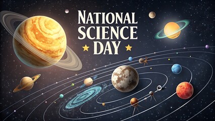 Science Day, National Science Day Poster, celebration with scientific instruments. National Science Day Banner, 