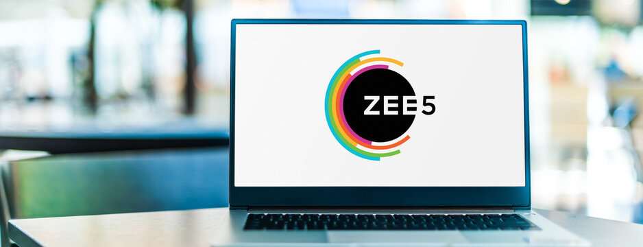 Laptop computer displaying logo of ZEE5
