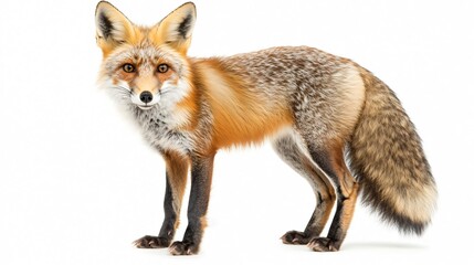 Fototapeta premium Red Fox on White: A Captivating Wildlife Portrait