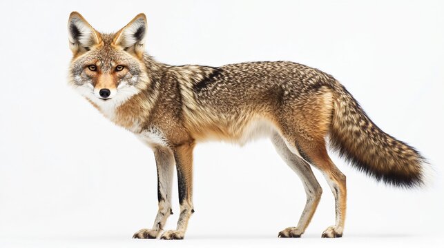 Majestic Coyote: A Captivating Wildlife Portrait on White Background