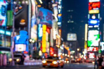 Fototapeta premium Conceptual image of New York city at Times Square showcasing its neon light and extraordinary night life.
