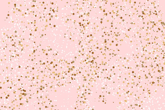 Valentine's Day pink rose gold glitter confeti vector background.