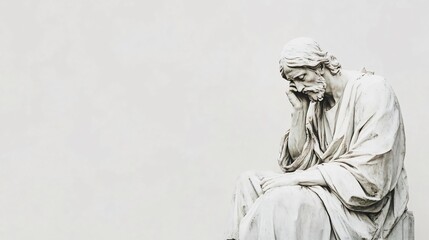 Fototapeta premium Serene Marble Statue: A Timeless Depiction of Contemplation and Spiritual Depth