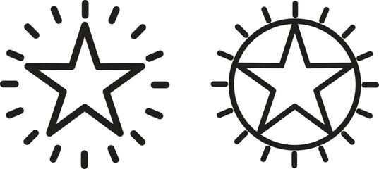 Shining star thin line. Outline Shining star icon with radiant. Editable stroke.