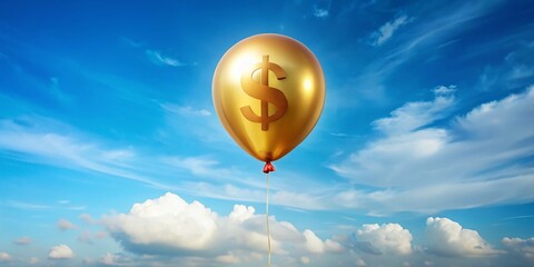 Obraz premium Golden Balloon with Dollar Sign - Financial Success, Wealth, Opportunity, Investment, Prosperity Stock Photo