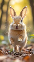 Wildlife rabbit in autumn forest nature setting high resolution hd picture