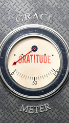 Gratitude and Grace that is hitting a full scale, showing a very high level of gratitude, overload of it, too much of it. Maximum value, off the charts.  ,3d illustration
