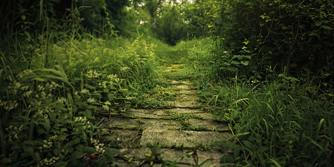 Overgrown Stone Path in Foliage