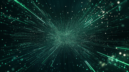 Digital Abstract:  A mesmerizing abstract background with a digital green glow. The background is full of lines of light emanating from the center. The image is perfect for presentations, websites.