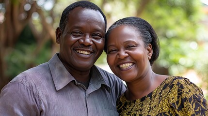 Fototapeta premium A Loving Couple's Portrait, Radiating Happiness and Affection