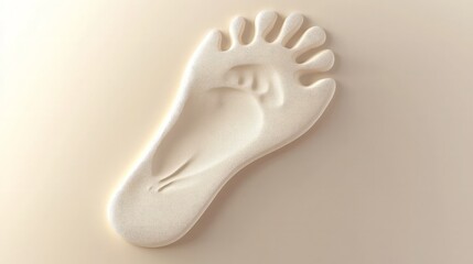 Foot print on beige background, medical illustration.