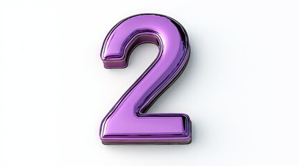 Bright Purple Number Two on White Background
