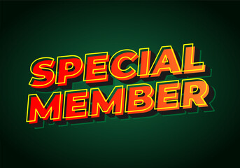 Special member. Text effect in modern colors with 3D effect look