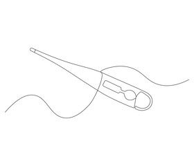 Obraz premium One continuous line drawing of thermometer. Single line of thermometer vector illustration