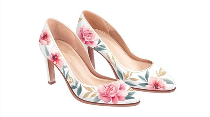 Naklejka premium Elegant floral wedding shoes for valentine’s day celebrations romantic setting product showcase fashion close-up special occasion