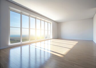 Obraz premium White background, sun-drenched shadows, empty roomâ€”a long exposure highlights the product's minimalist design.