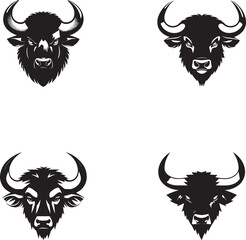 Buffalo head black logo vector.