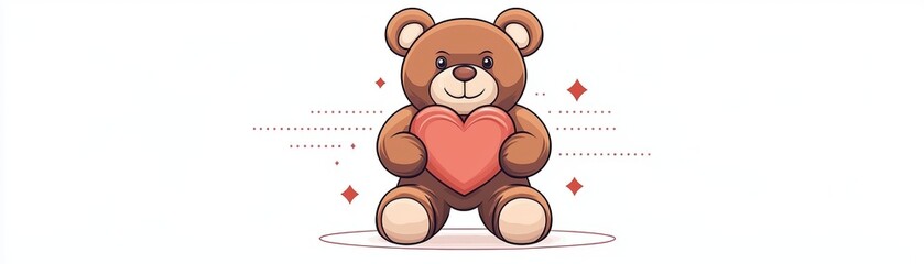 Obraz premium Romantic teddy bear holding heart-shaped gift for valentine's wedding adorable gift idea sweet emotion in cozy atmosphere