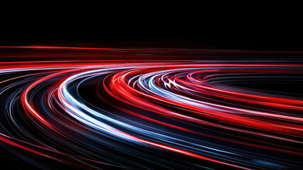 Dynamic light trails create mesmerizing effect on dark background