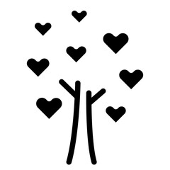 valentine day tree with hearts icon