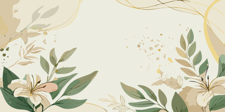 Abstract floral pastel beige simple vector spring themed background, vector illustration. Simple luxury style wallpaper. Botanical past background vector.  Minimal Design for text, packaging, prints.