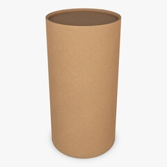 Illustration 3D Cardboard tube packaging, sturdy and eco-friendly, ideal for shipping rolled items 