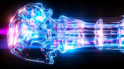 Fototapeta premium Cybernetic Skull: Vivid 3D Render, Futuristic Digital Artwork. AI Generated