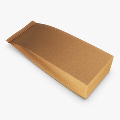 Illustration 3D Eco-friendly paper bag for coffee or tea with a customizable label, perfect for branding and packaging dry goods 