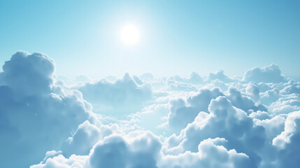 Dreamy Cloudscape with Blue Sky and Radiant Sunlight - Ideal for Atmospheric Illustrations and Inspirational Design Concepts