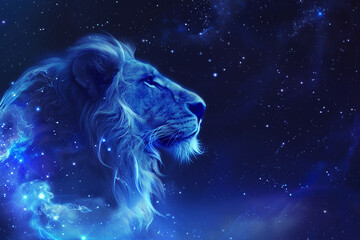 Naklejka premium Astrological abstract composition with concept of Leo zodiac sign symbol, abstract vivid composition consists of fictional unreal fantastic vision on background