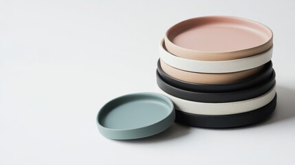 Modern Minimalist Plates Stacked in Soft Pastel Colors