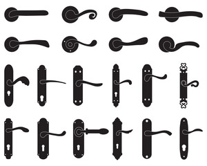 Silhouettes of doorknob and handles of the door	