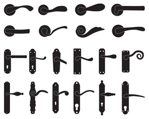 Silhouettes of doorknob and handles of the door	