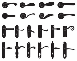 Silhouettes of doorknob and handles of the door	