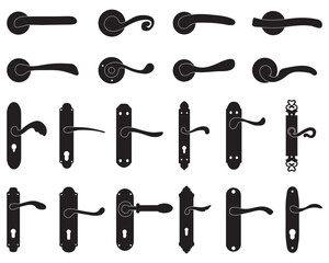 Silhouettes of doorknob and handles of the door	