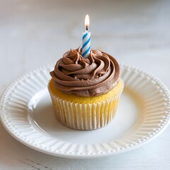 birthday cupcake with candles