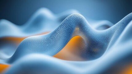 Abstract Blue and Orange 3D Rendered Wave Pattern Digital Technology Background Mesh Texture