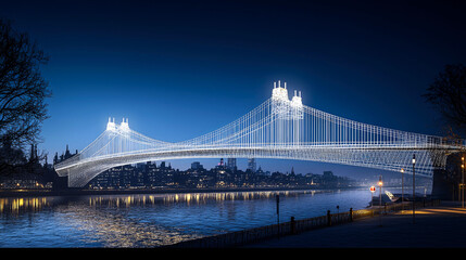 Obraz premium Illuminated Bridge at Night: A Stunning Cityscape View