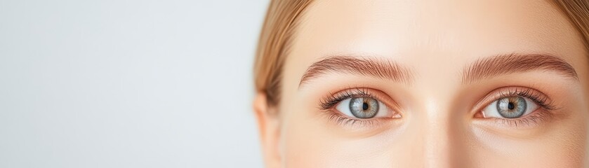 Fototapeta premium Close-up of a woman's striking blue eyes.