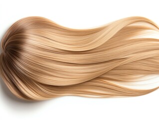 Fototapeta premium 3D render of straight hair extensions in natural blonde, elegantly draped on a polished base