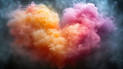 Colorful Smoke Forms Heart Shape Abstract Art