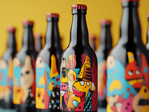 Bottle model with colorful label