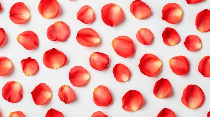 Scattered Rose Petals on White Background - Romantic Floral Pattern